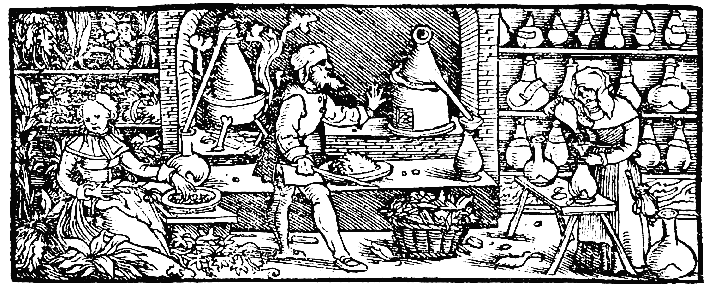Herstellung von Alkohol und Kräuteressenzen im 16. Jahrhundert