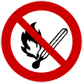 Feuer, offene Zündquellen und Rauchen verboten